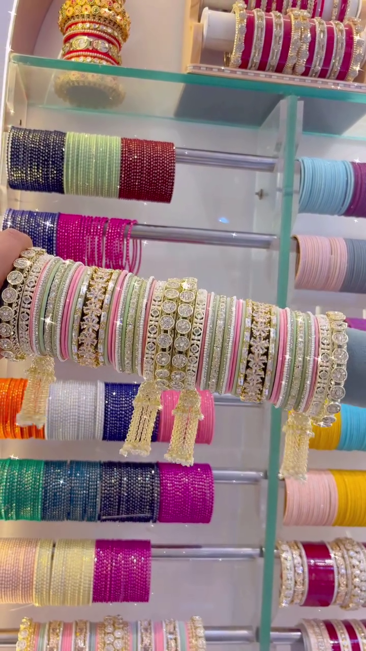 Festival of Colors Bangle Collection – Vibrant Pink, Green, Gold, and Tassel-Adorned Ornaments for Joyful Celebrations 🌸✨