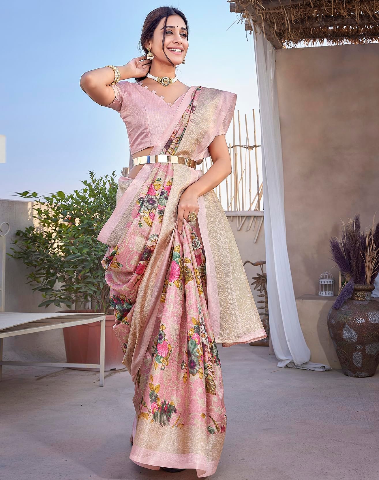 Priyashi Women Art Silk Floral Printed Kanjivaram Saree with Blouse Material |saree for Women | Saree | New Sari | Latest Saree,_AZ-PY-P3-PUDINA-Parent