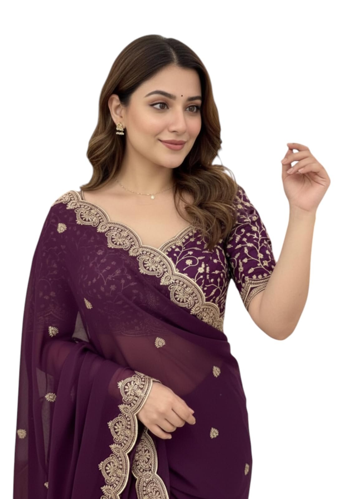 Yashika Women Vichitra Silk Saree with Embroidered Border| Latest Sarees Bollywood Sari | New Sarees | Saree Blouse| Designer Saree (AZ-YS-OG-LADYQUEEN-Parent)
